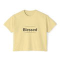 Blessed Women's Boxy Tee – Minimal Faith Graphic Crop T-Shirt