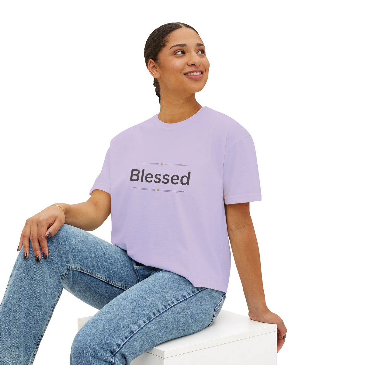 Blessed Women's Boxy Tee – Minimal Faith Graphic Crop T-Shirt