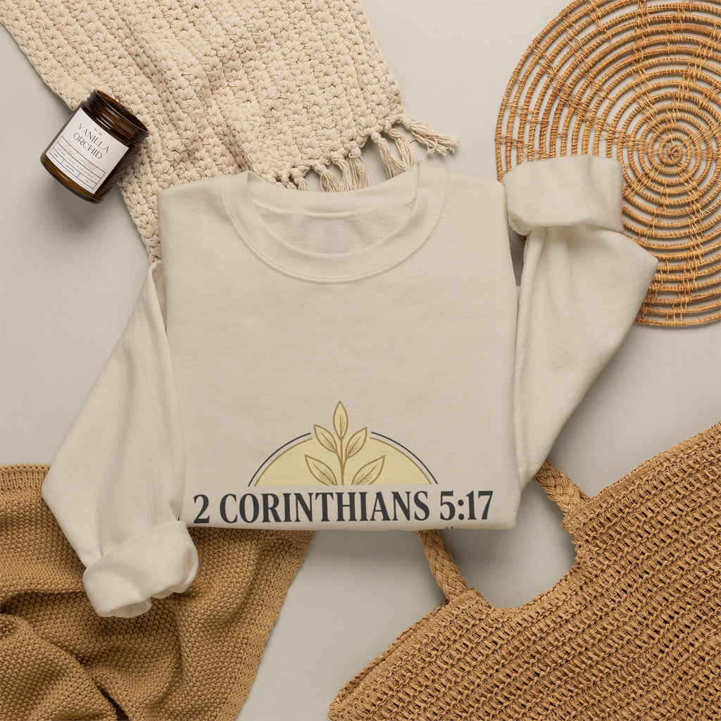 2 Corinthians 5:17 Scripture Crewneck Sweatshirt | Christian Faith Verse