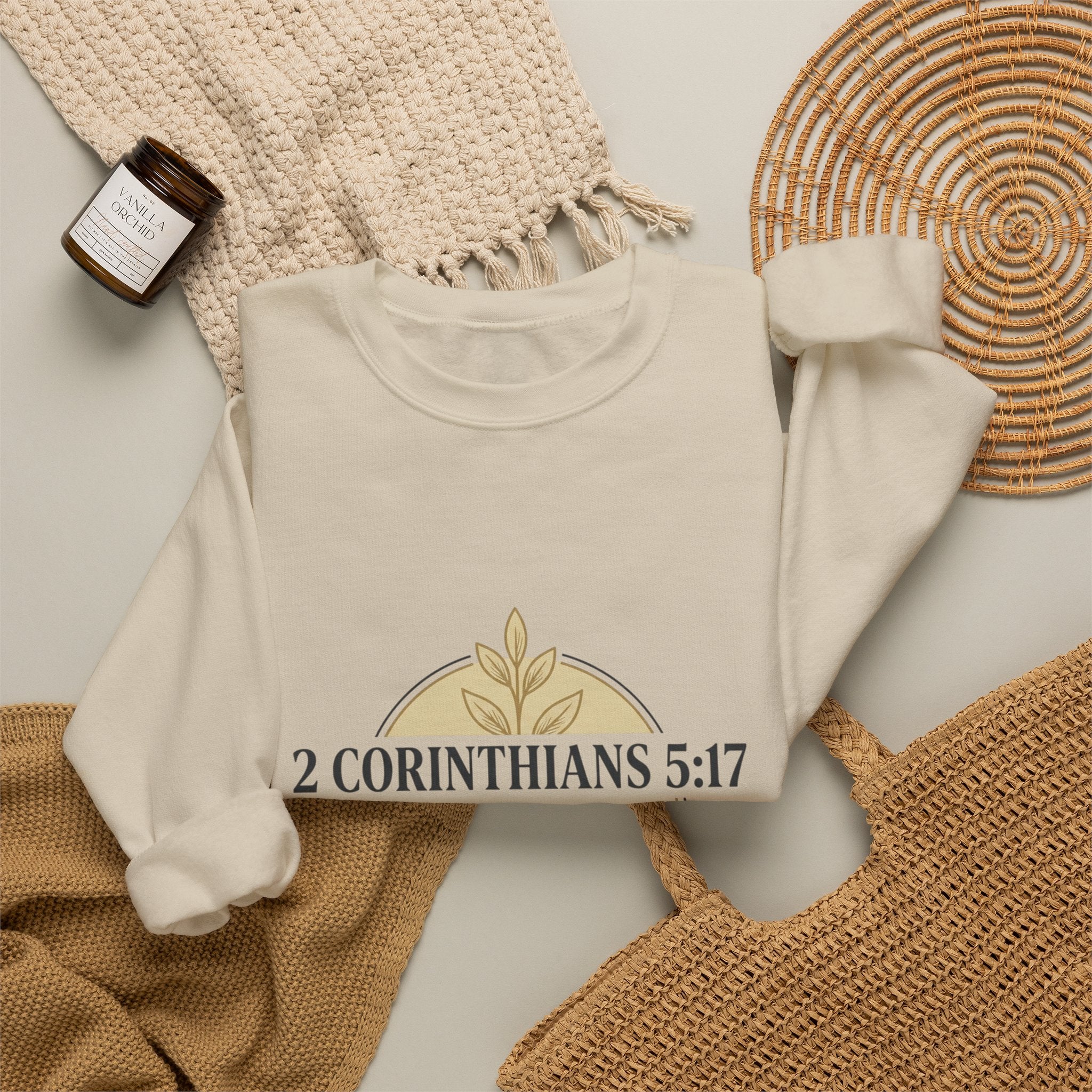 2 Corinthians 5:17 Scripture Crewneck Sweatshirt | Christian Faith Verse