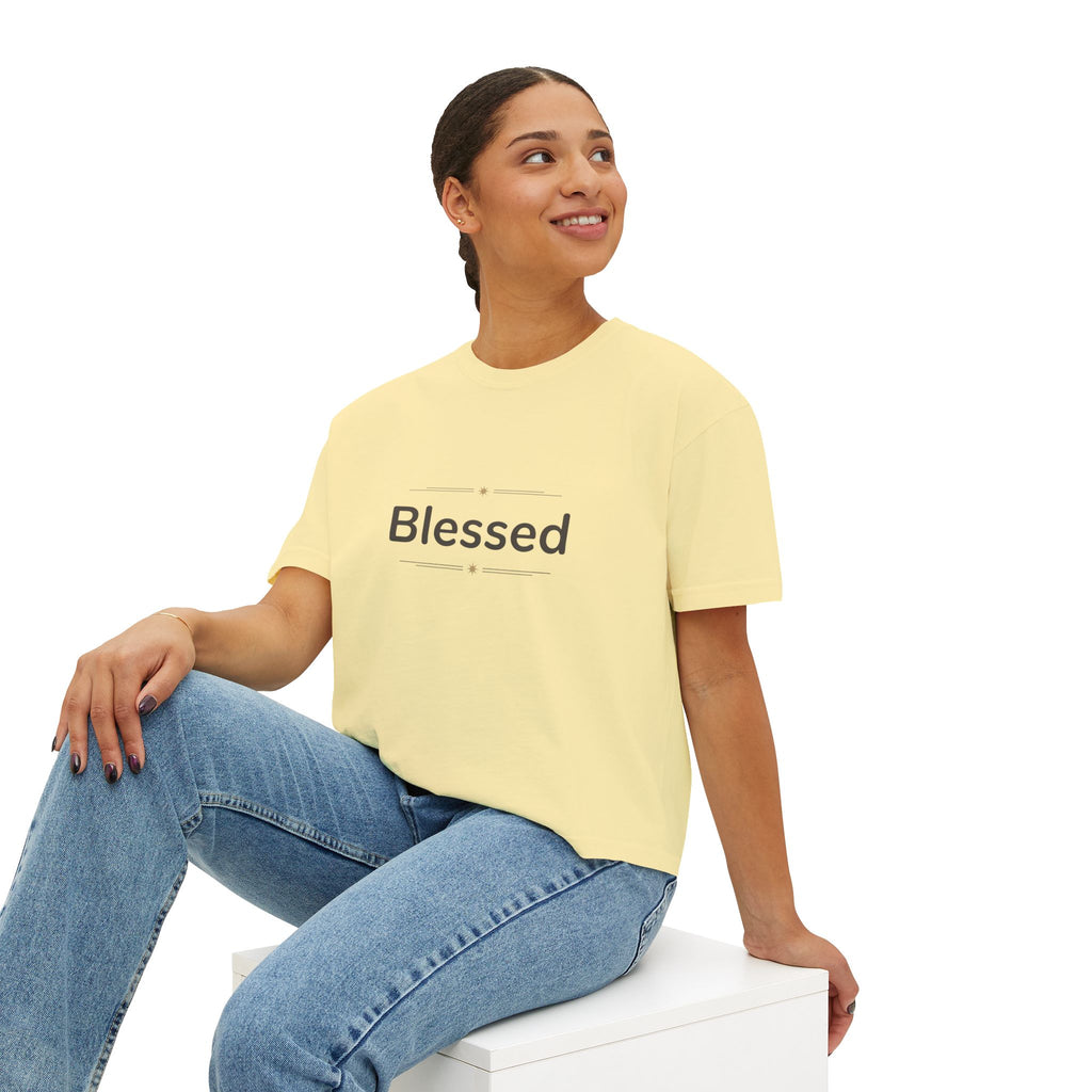 Blessed Women's Boxy Tee – Minimal Faith Graphic Crop T-Shirt