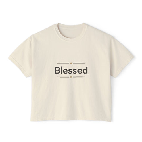 Blessed Women's Boxy Tee – Minimal Faith Graphic Crop T-Shirt
