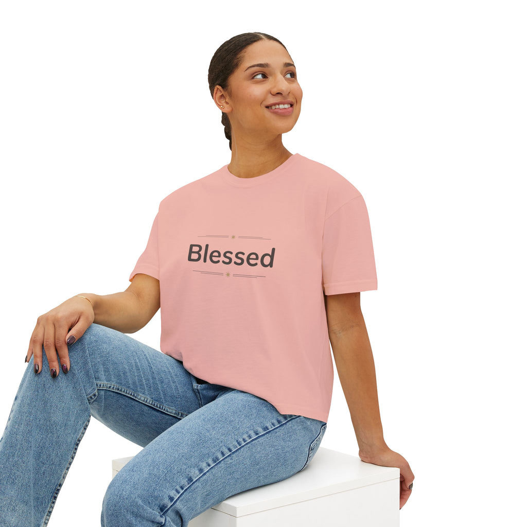 Blessed Women's Boxy Tee – Minimal Faith Graphic Crop T-Shirt