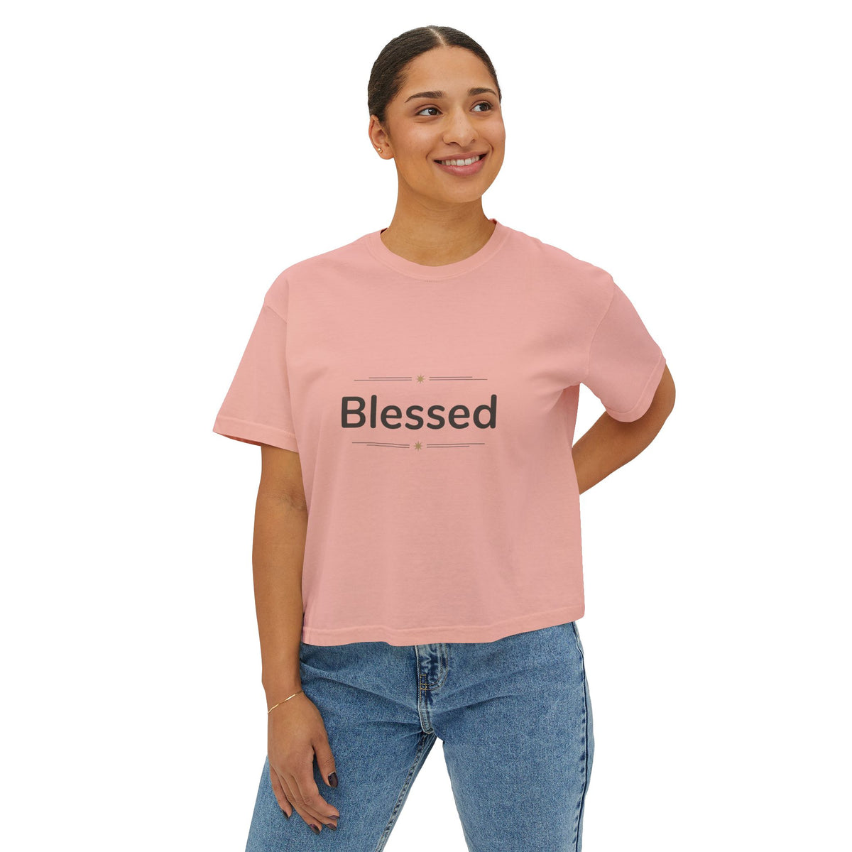 Blessed Women's Boxy Tee – Minimal Faith Graphic Crop T-Shirt
