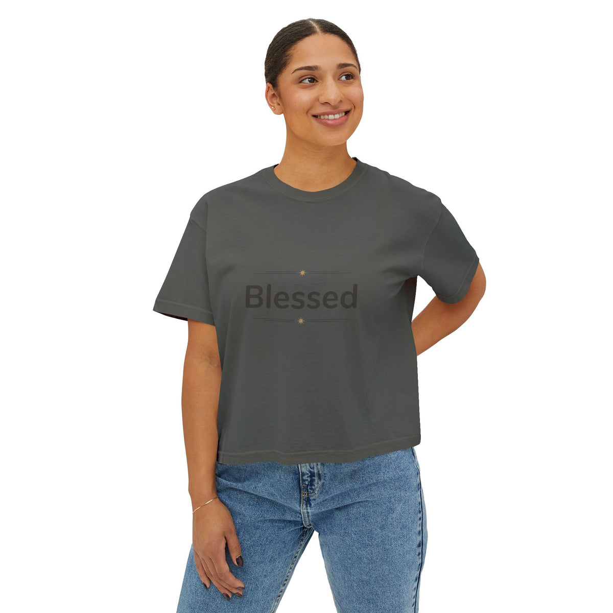 Blessed Women's Boxy Tee – Minimal Faith Graphic Crop T-Shirt
