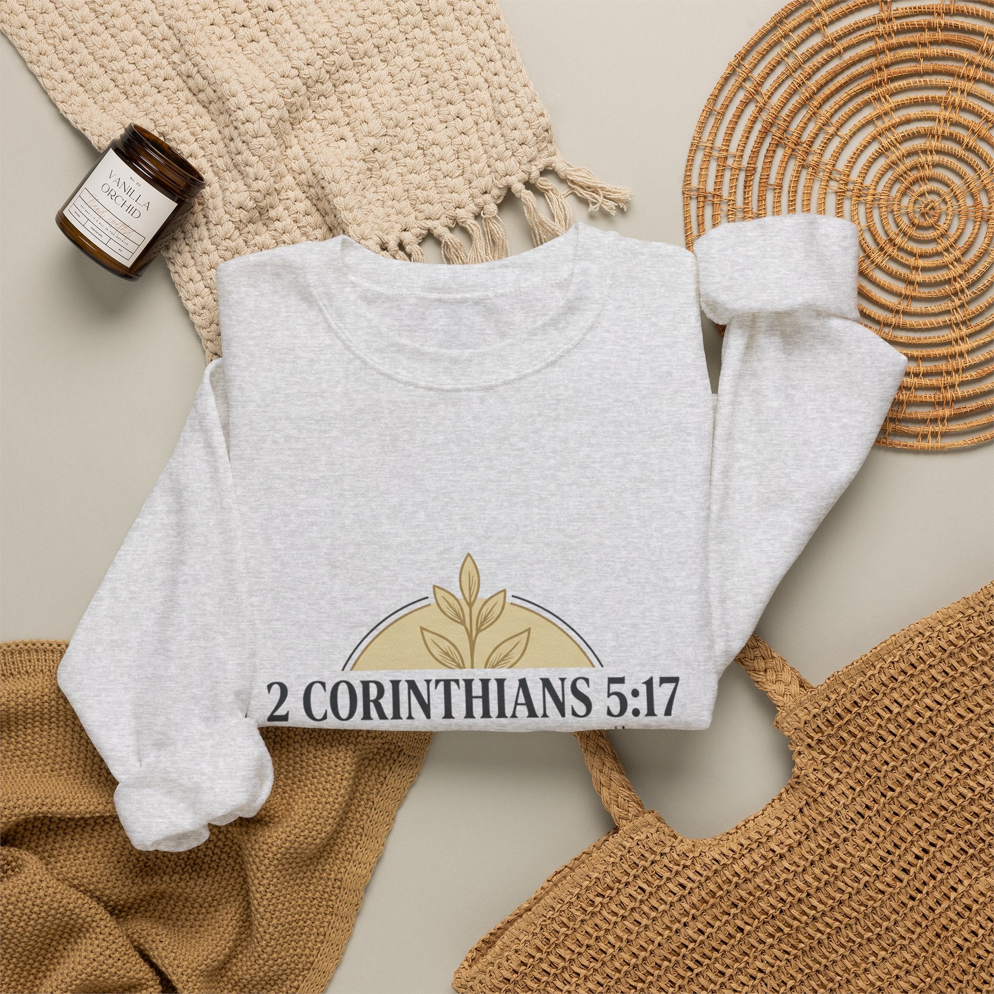 2 Corinthians 5:17 Scripture Crewneck Sweatshirt | Christian Faith Verse