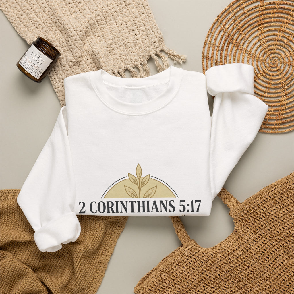 2 Corinthians 5:17 Scripture Crewneck Sweatshirt | Christian Faith Verse