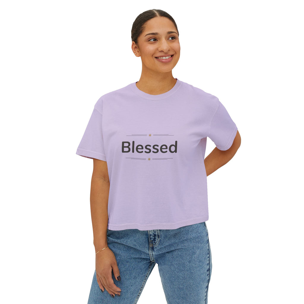 Blessed Women's Boxy Tee – Minimal Faith Graphic Crop T-Shirt